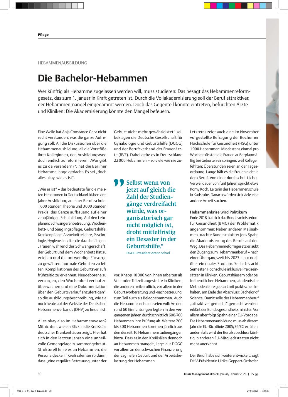 Vorschauseite 1: HEBAMMENAUSBILDUNG: Die Bachelor-Hebammen