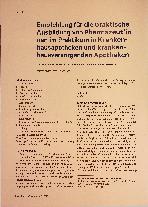 Vorschauseite 1: Empfehlung für die praktische Ausbildung von Pharmazeut*innen im Praktikum in Kranken hausapotheken und krankenhausversorgenden Apotheken