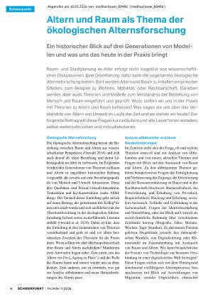 Vorschauseite 1: Altern und Raum als Thema der ökologischen Alternsforschung Ein historischer Blick auf drei Generationen von Modellen und was uns das heute in der Praxis bringt