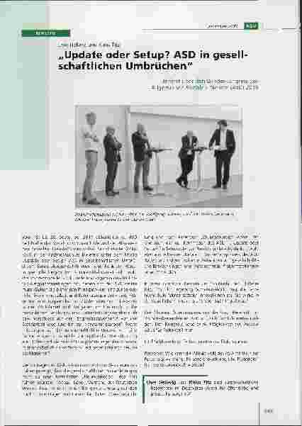 Vorschauseite 1: „Update oder Setup? ASD in gesellschaftlichen Umbrüchen" Bericht über den Bundeskongress der Allgemeinen Sozialen Dienste (ASD) 2019