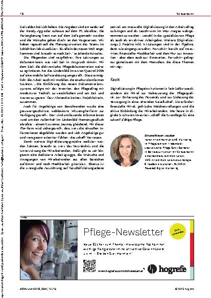 Vorschauseite 4: Fokus auf den pflegebedürftigen Menschen mit Unterstützung von digitalen Hilfsmitteln Best Practice aus dem Pflegezentrum Lindenfeld in Suhr
