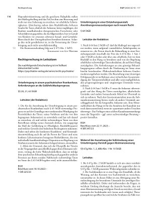 Vorschauseite 4: Unterbringung in einem psychiatrischen Krankenhaus; Fortdauer der Unterbringung über 20 Jahre
