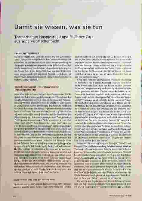 Vorschauseite 1: Damit sie wissen, was sie von Teamarbeit in Hospizarbeit und Palliative Care aus supervisorischer Sicht haben.