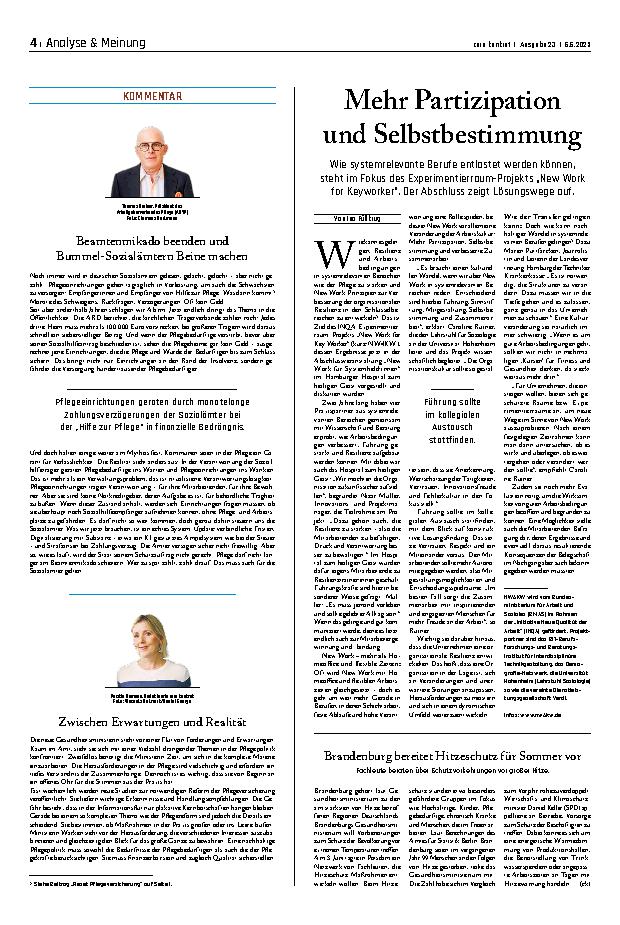 Vorschauseite 1: Mehr Partizipation und Selbstbestimmung