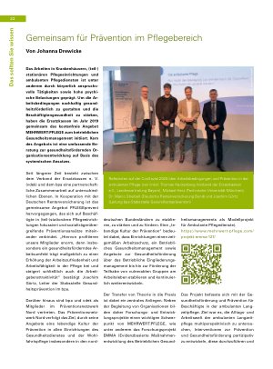 Vorschauseite 1: Gemeinsam für Prävention im Pflegebereich