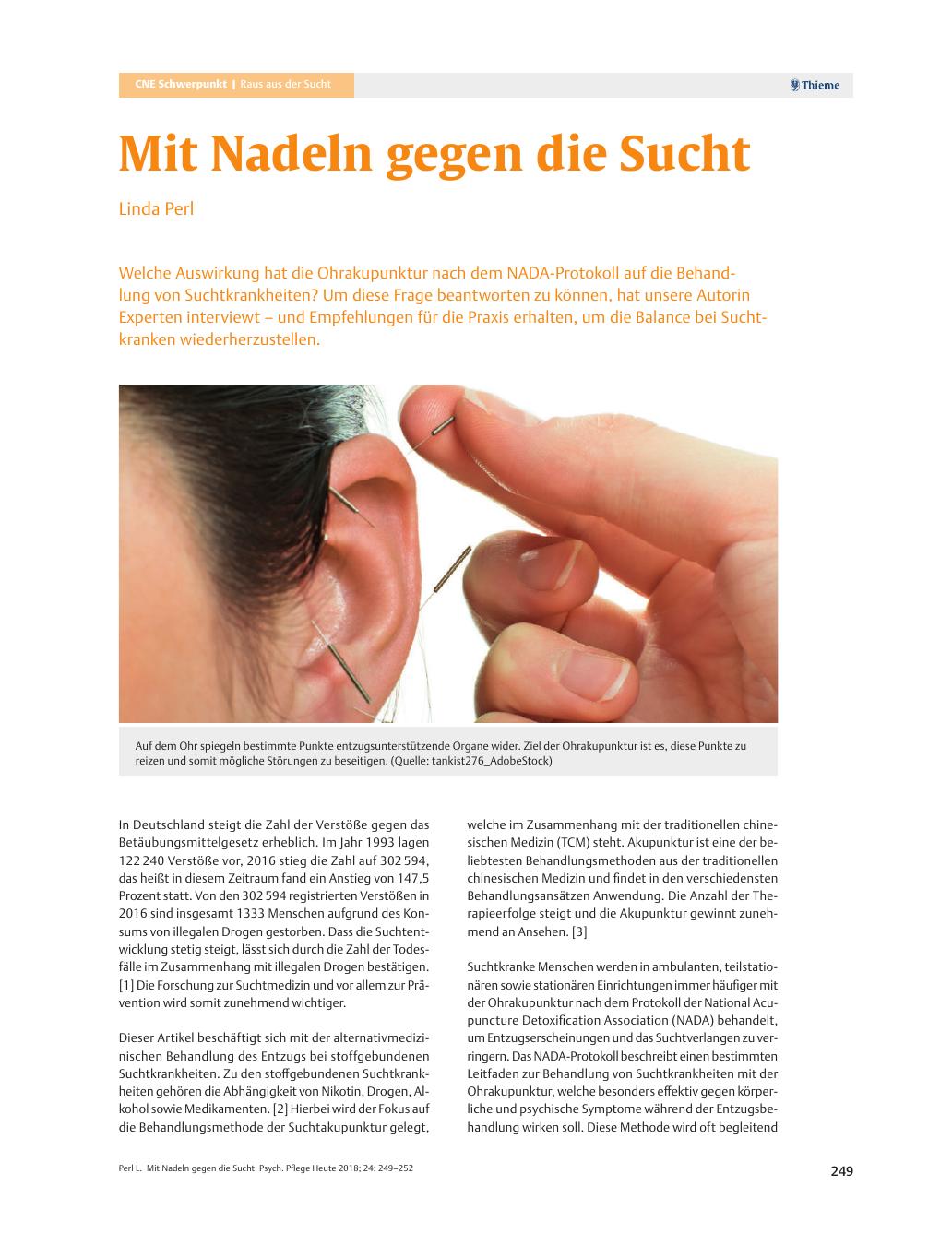 Vorschauseite 1: Mit Nadeln gegen die Sucht