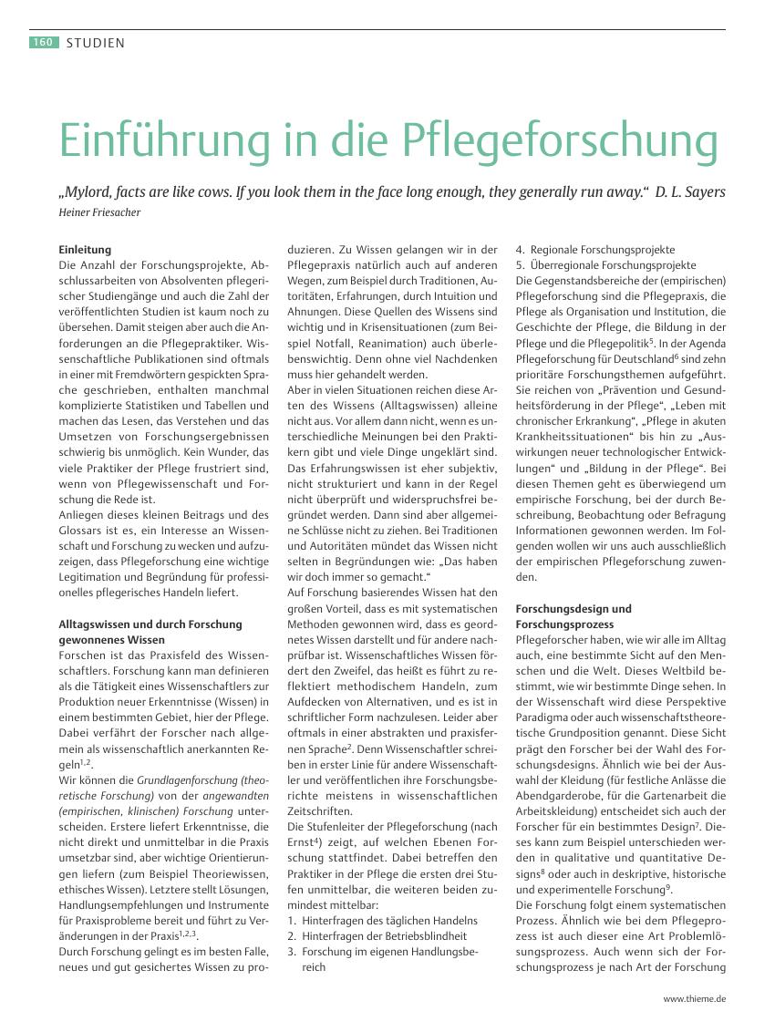 Vorschauseite 1: Einführung in die Pflegeforschung