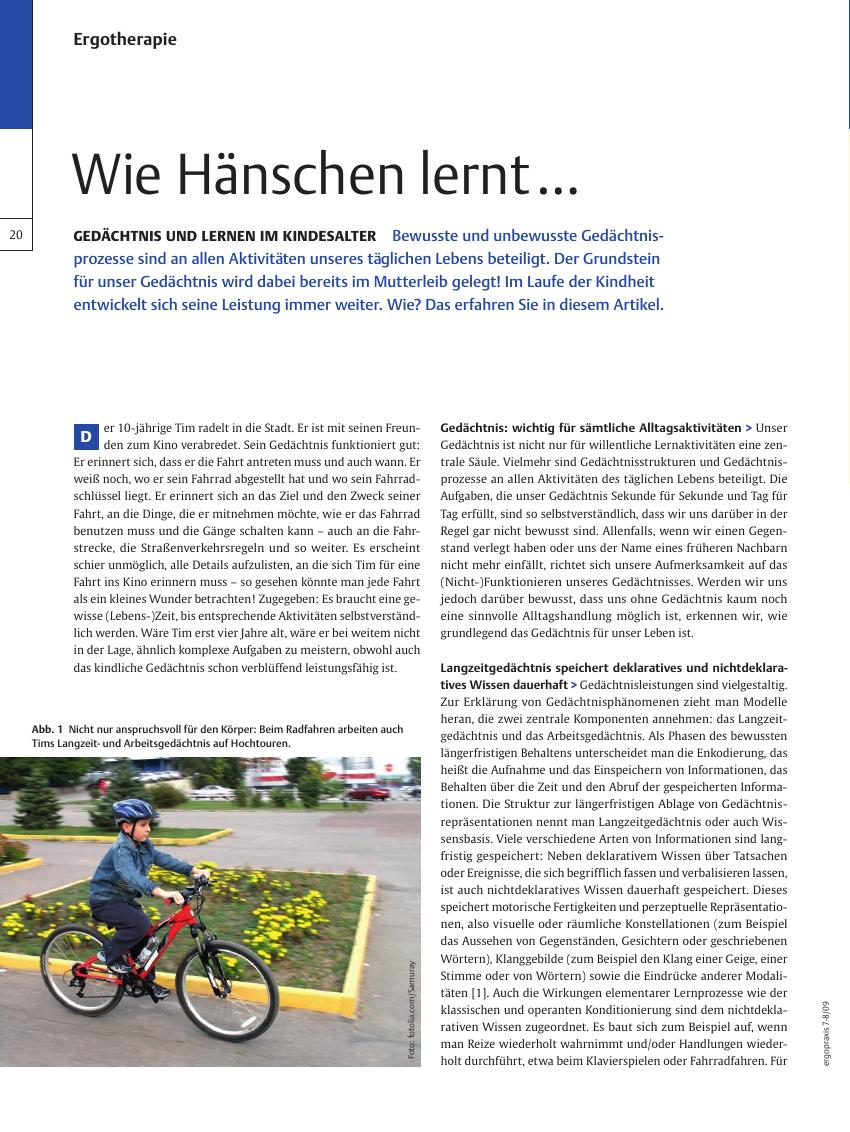Vorschauseite 1: Gedächtnis und Lernen im Kindesalter – Wie Hänschen lernt …