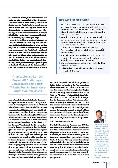 Vorschauseite 2: Kündigung Schwerbehinderter oder Gleichgestellter in der Probezeit