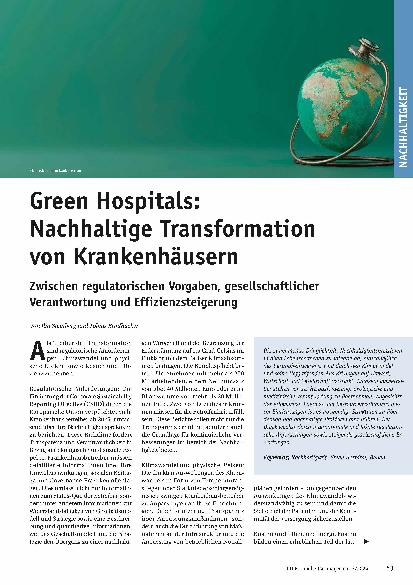 Vorschauseite 1: Green Hospitals: Nachhaltige Transformation von Krankenhäusern