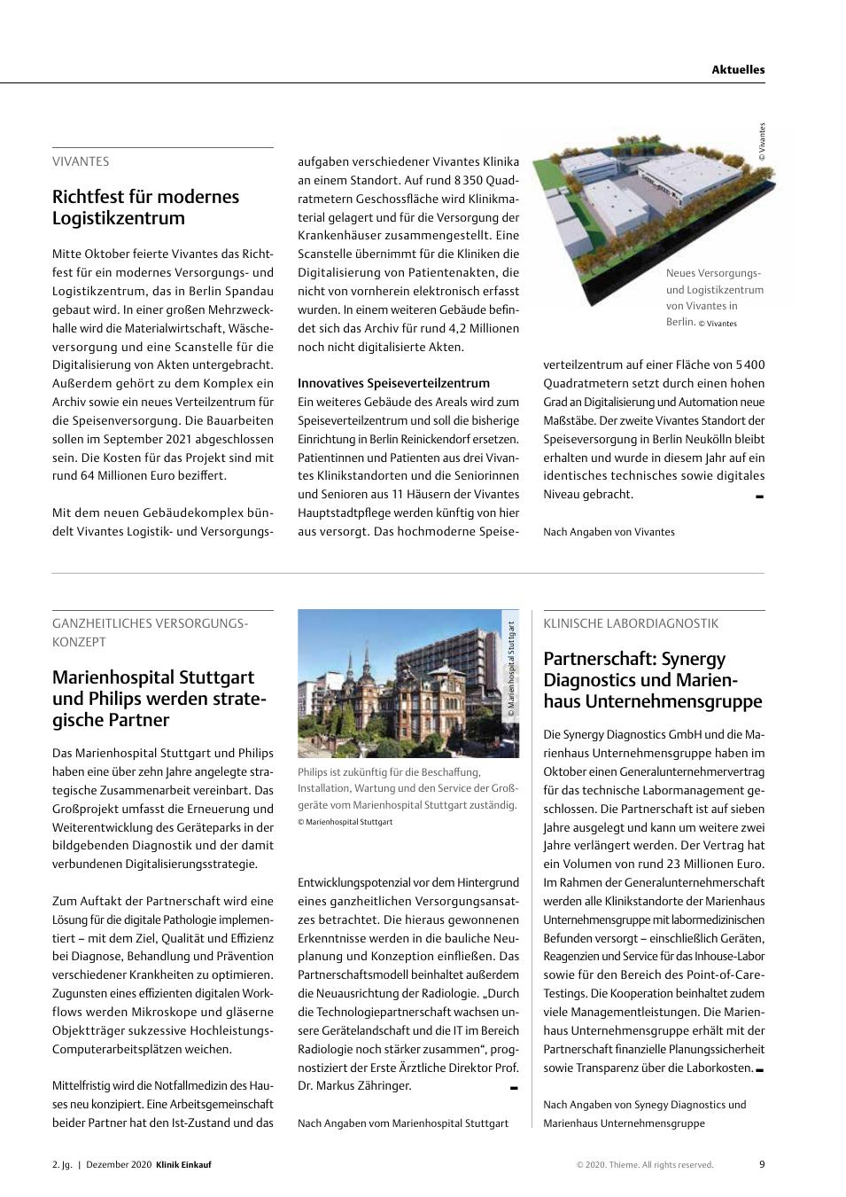 Vorschauseite 1: Klinische Labordiagnostik: Partnerschaft: Synergy Diagnostics und Marienhaus Unternehmensgruppe
