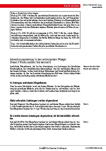 Vorschauseite 3: Beraterbrief Pflege Heft 16 - 2024