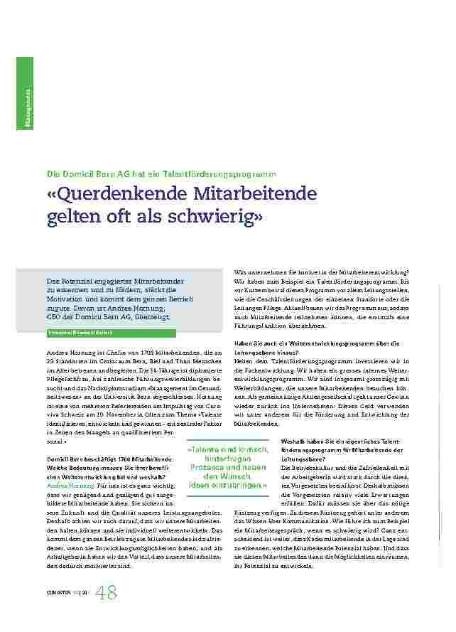 Vorschauseite 1: "Querdenkende Mitarbeitende gelten oft als schwierig."