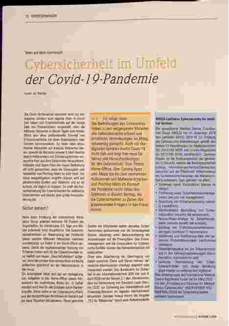 Vorschauseite 1: Viren auf dem Vormarsch: Cybersicherheit im Umfeld der Covid-19-Pandemie