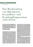 Vorschauseite 1: Den Berufseinstieg von diplomierten Gesundheitsund Krankenpflegepersonen unterstützen.