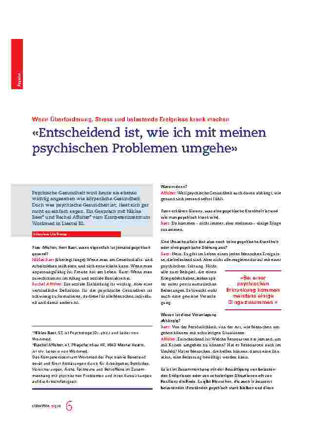 Vorschauseite 1: "Entscheidend ist, wie ich mit meinen psychischen Problemen umgehe."