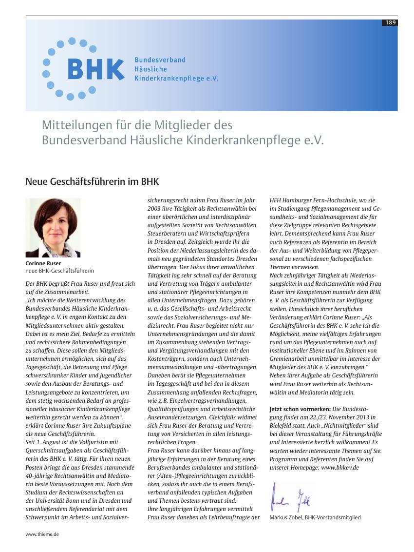 Vorschauseite 1: Neue Geschäftsführerin im BHK