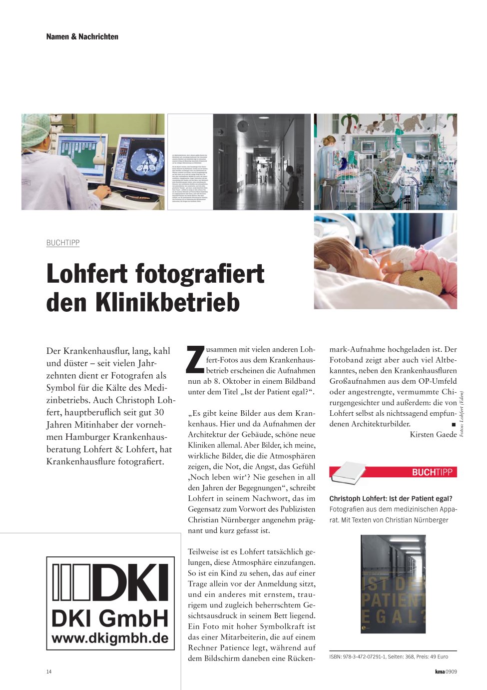 Vorschauseite 1: Lohfert fotografiert den Klinikbetrieb