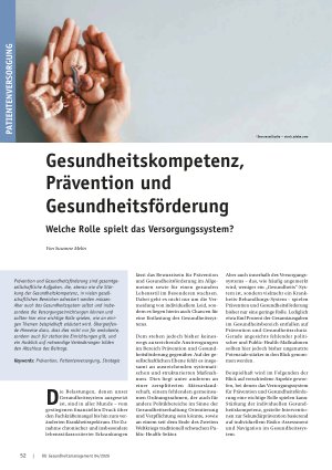 Vorschauseite 1: Gesundheitskompetenz, Prävention und Gesundheitsförderung Welche Rolle spielt das Versorgungssystem?
