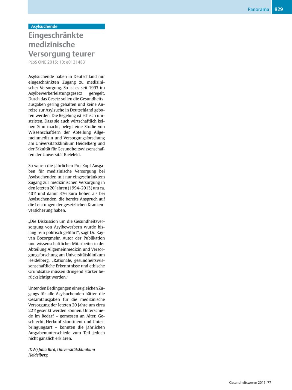 Vorschauseite 1: Eingeschränkte medizinische Versorgung teurer