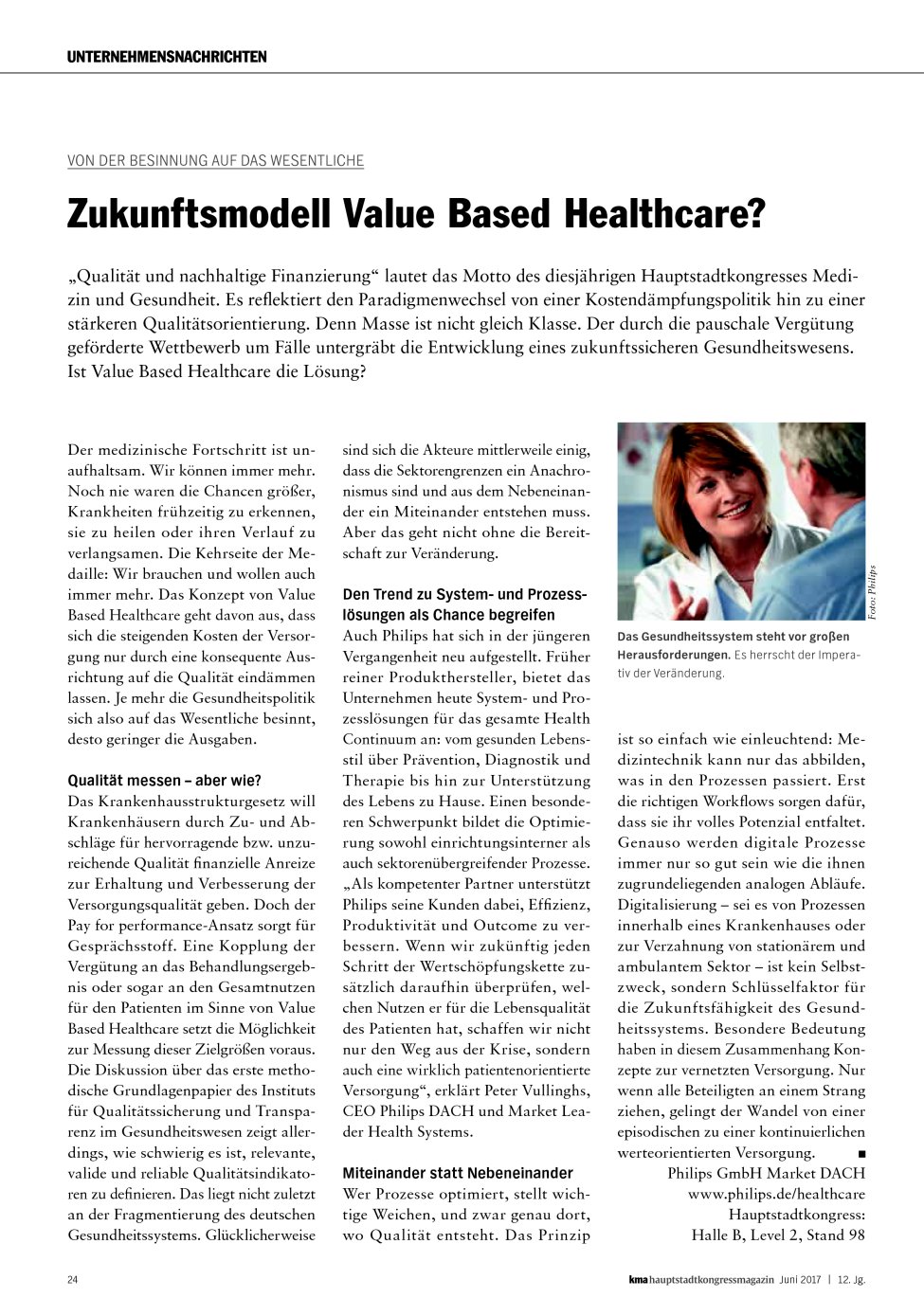 Vorschauseite 1: Von der Besinnung auf das Wesentliche: Zukunftsmodell Value Based Healthcare?