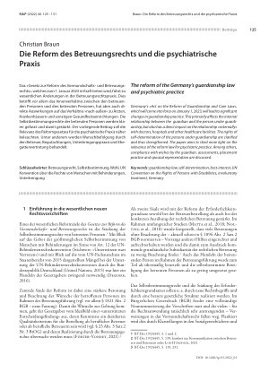 Vorschauseite 1: Die Reform des Betreuungsrechts und die psychiatrische Praxis