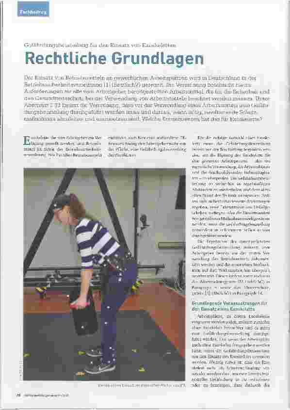 Vorschauseite 1: Gefährdungsbeurteilung für den Einsatz von Exoskeletten - Rechtliche Grundlagen