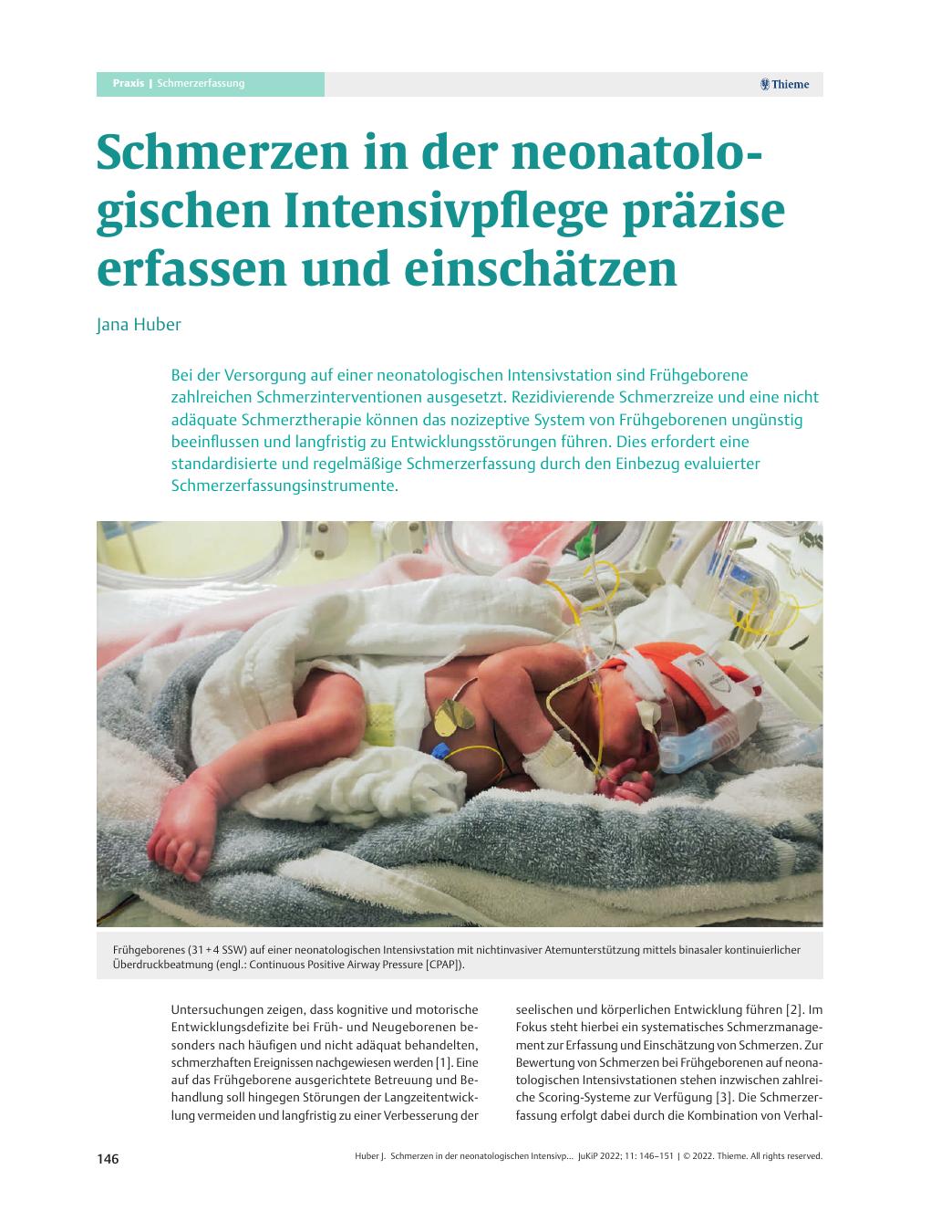 Vorschauseite 1: Schmerzen in der neonatologischen Intensivpflege präzise erfassen und einschätzen.