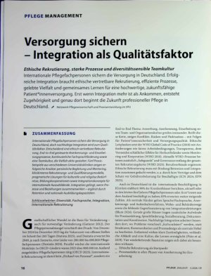 Vorschauseite 1: Versorgung sichern - Integration als Qualitätsfaktor