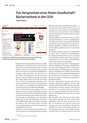 Vorschauseite 1: Das Versprechen einer freien Gesellschaft? Bücherverbote in den USA