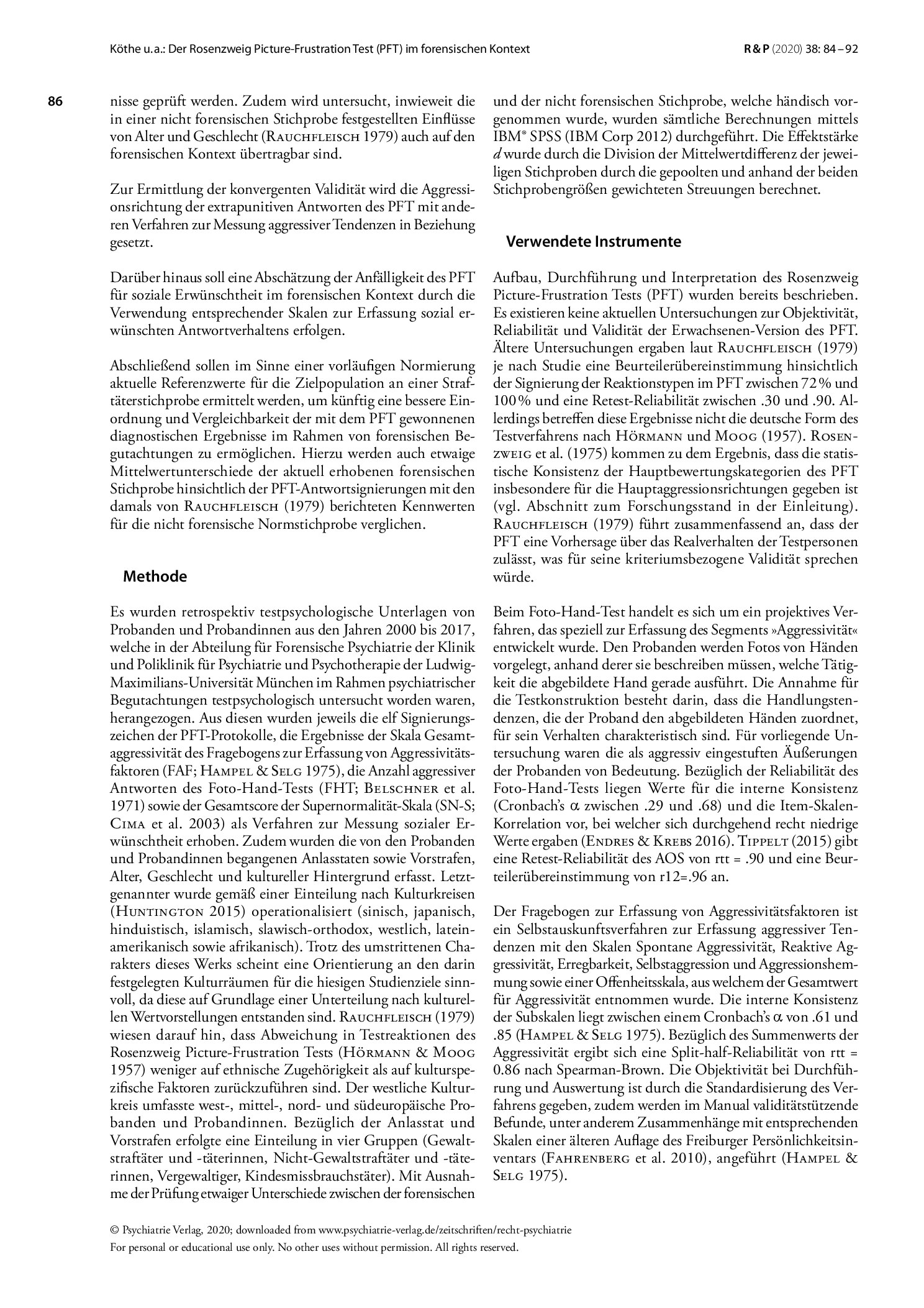 Vorschauseite 3: Der Rosenzweig Picture-Frustration Test (PFT) im forensischen Kontext