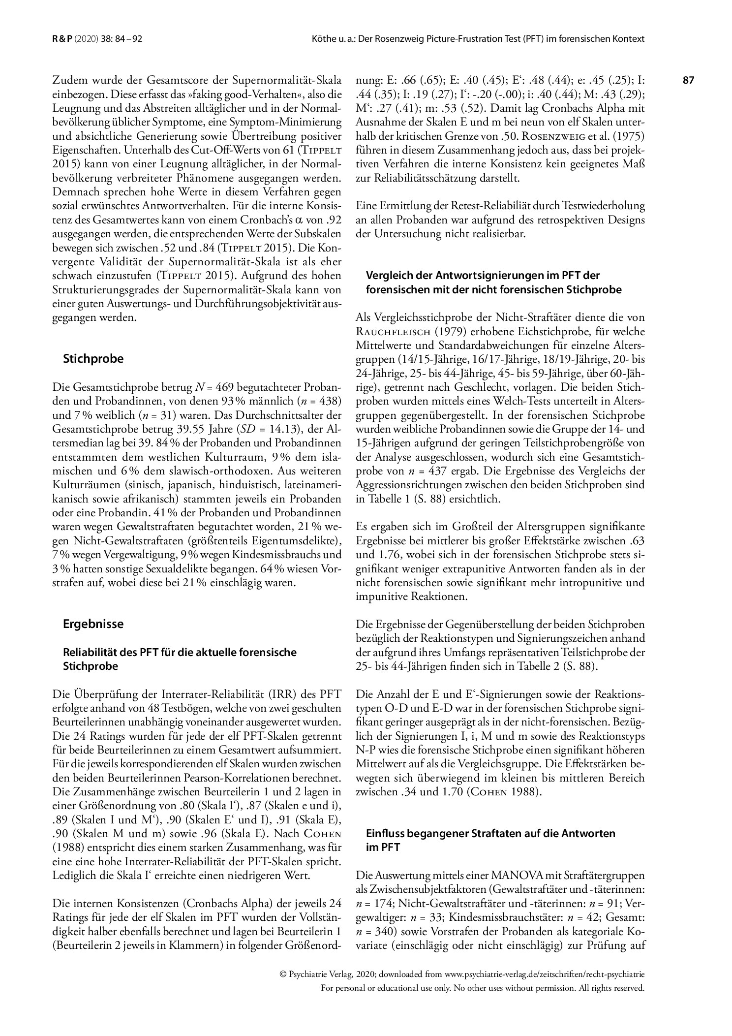 Vorschauseite 4: Der Rosenzweig Picture-Frustration Test (PFT) im forensischen Kontext