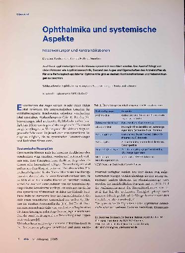 Vorschauseite 1: Ophthalmika und systemische Aspekte: Nebenwirkungen und Kontraindikationen