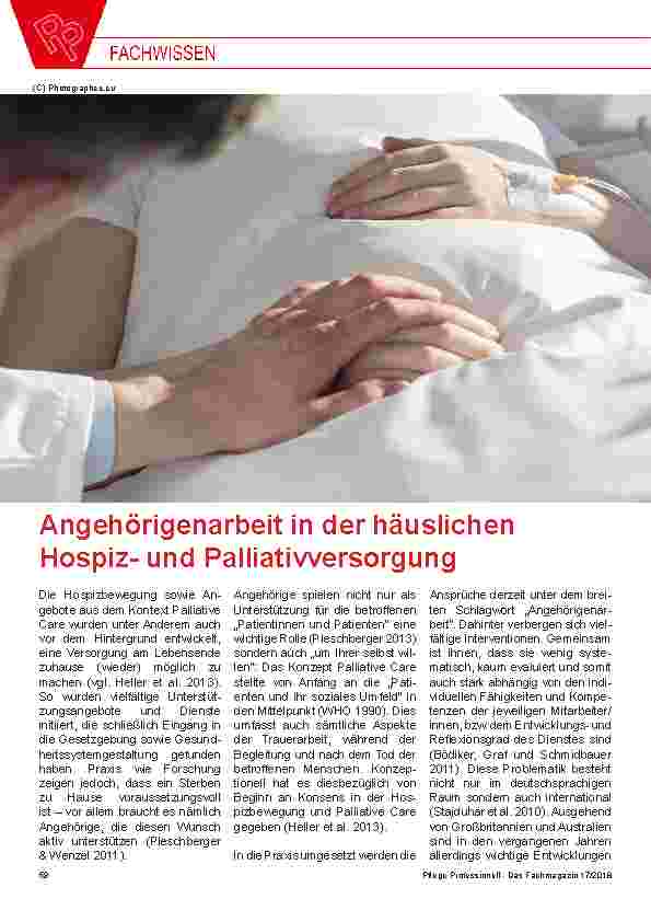 Vorschauseite 1: Angehörigenarbeit in der häuslichen Hospizund Palliativversorgung