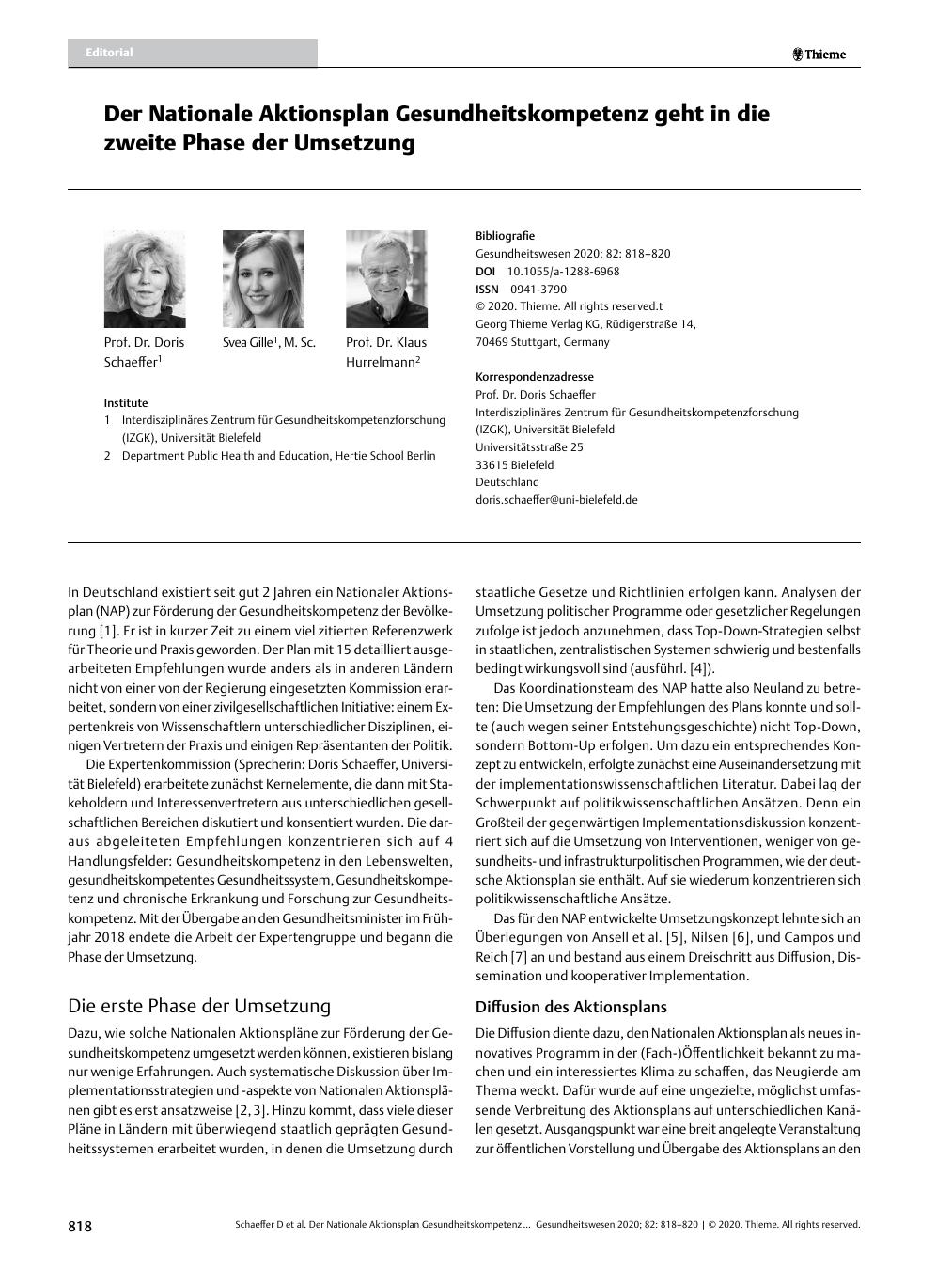 Vorschauseite 1: Der Nationale Aktionsplan Gesundheitskompetenz geht in die zweite Phase der Umsetzung.