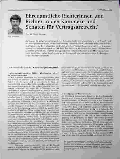 Vorschauseite 1: Ehrenamtliche Richterinnen und Richter in den Kammern und Senaten für Vertragsarztrecht.