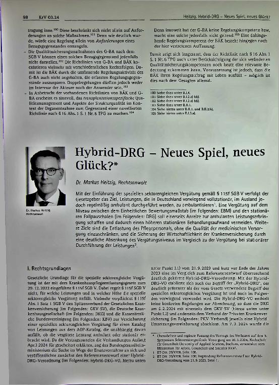 Vorschauseite 1: Hybrid-DRG - Neues Spiel, neues Glück?