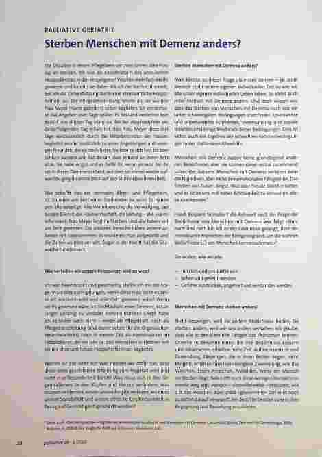 Vorschauseite 1: Sterben Menschen mit Demenz anders?