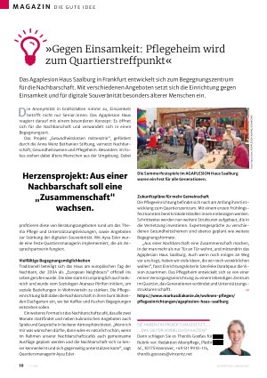 Vorschauseite 1: »Gegen Einsamkeit: Pflegeheim wird zum Quartierstreffpunkt«
