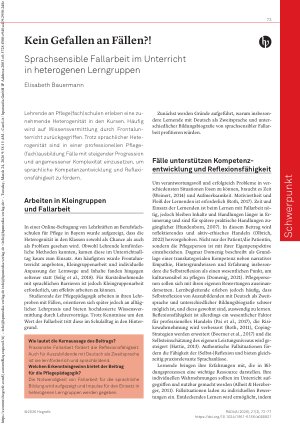 Vorschauseite 1: Kein Gefallen an Fällen? ! Sprachsensible Fallarbeit im Unterricht in heterogenen Lerngruppen