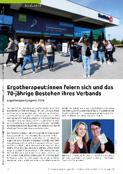 Vorschauseite 1: Ergotherapeut:innen feiern sich und das 70-jährige Bestehen ihres Verbands