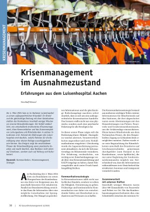 Vorschauseite 1: Krisenmanagement im Ausnahmezustand Erfahrungen aus dem Luisenhospital Aachen