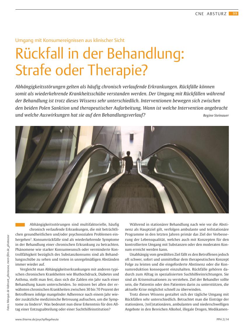 Vorschauseite 1: Rückfall in der Behandlung: Strafe oder Therapie?