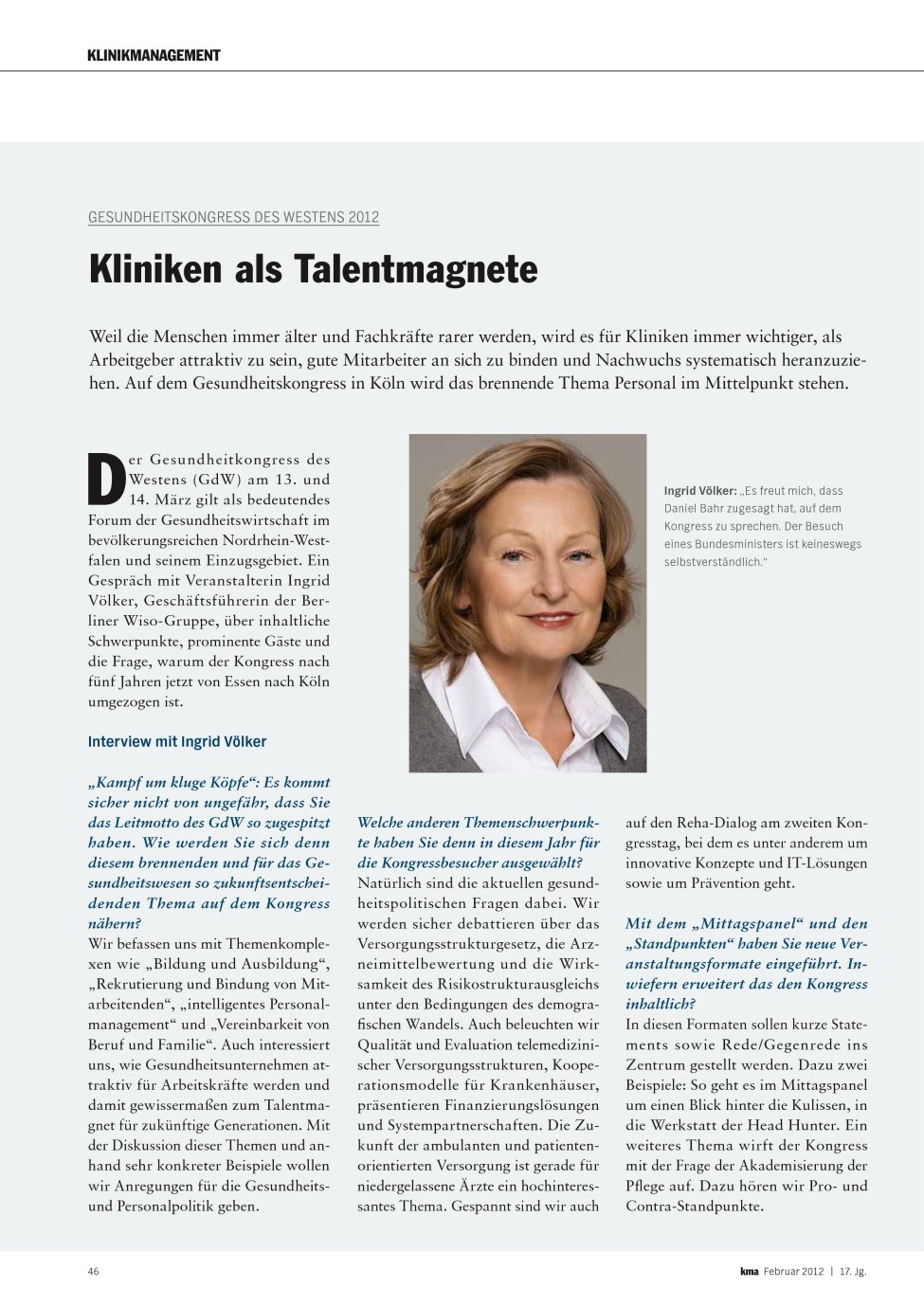 Vorschauseite 1: Kliniken als Talentmagnete