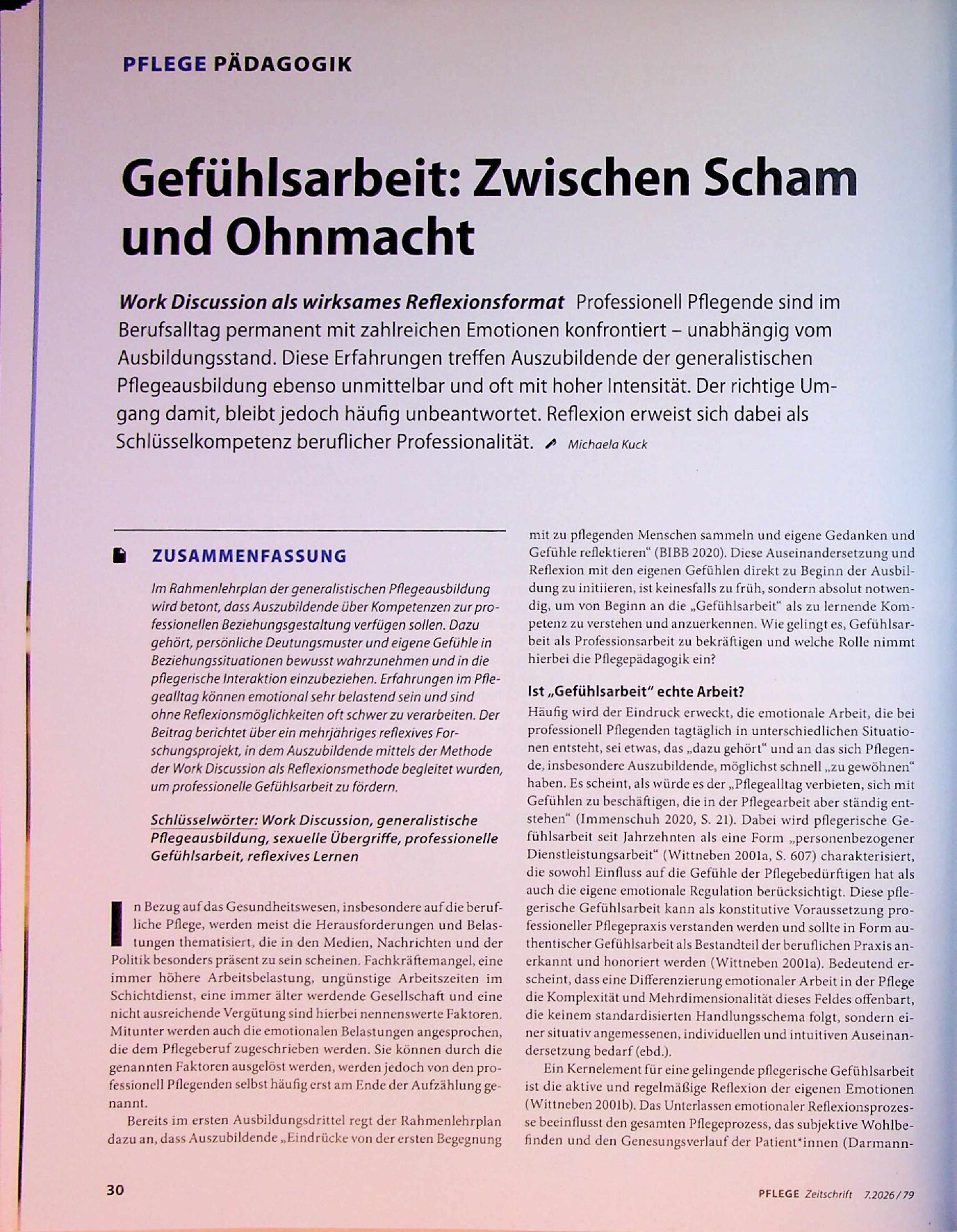 Vorschauseite 1: Gefühlsarbeit: Zwischen Scham und Ohnmacht