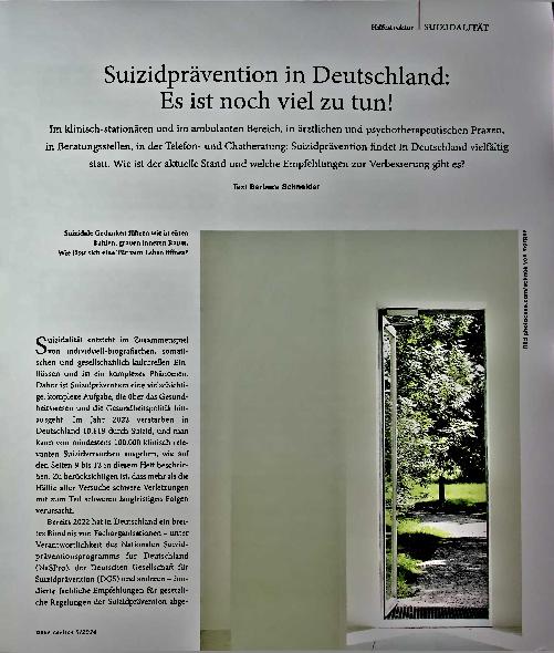 Vorschauseite 1: Suizidprävention in Deutschland: Es ist noch viel zu tun!