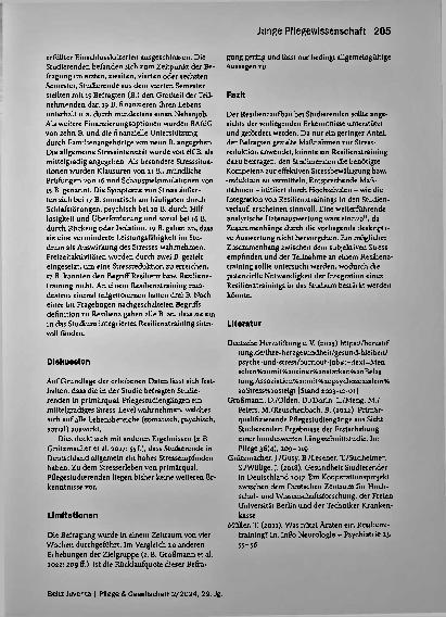 Vorschauseite 2: Vom Studium ins Burnout? Resilienztraining als Möglichkeit Stressbewältigung in primärqualifizierenden Pflegestudiengängen. Eine quantitative Querschnittsbefragung.