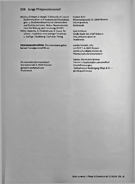 Vorschauseite 3: Vom Studium ins Burnout? Resilienztraining als Möglichkeit Stressbewältigung in primärqualifizierenden Pflegestudiengängen. Eine quantitative Querschnittsbefragung.