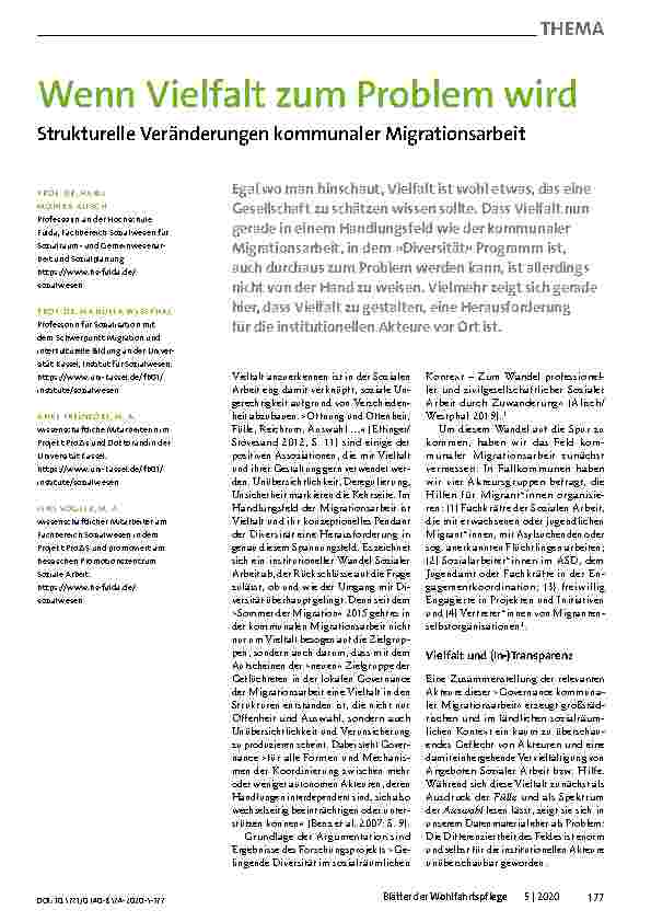 Vorschauseite 1: Wenn Vielfalt zum Problem wird: Strukturelle Veränderungen kommunaler Migrationsarbeit