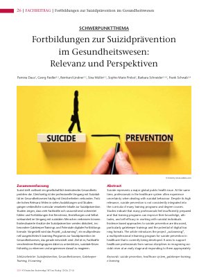 Vorschauseite 1: Fortbildungen zur Suizidprävention im Gesundheitswesen: Relevanz und Perspektiven